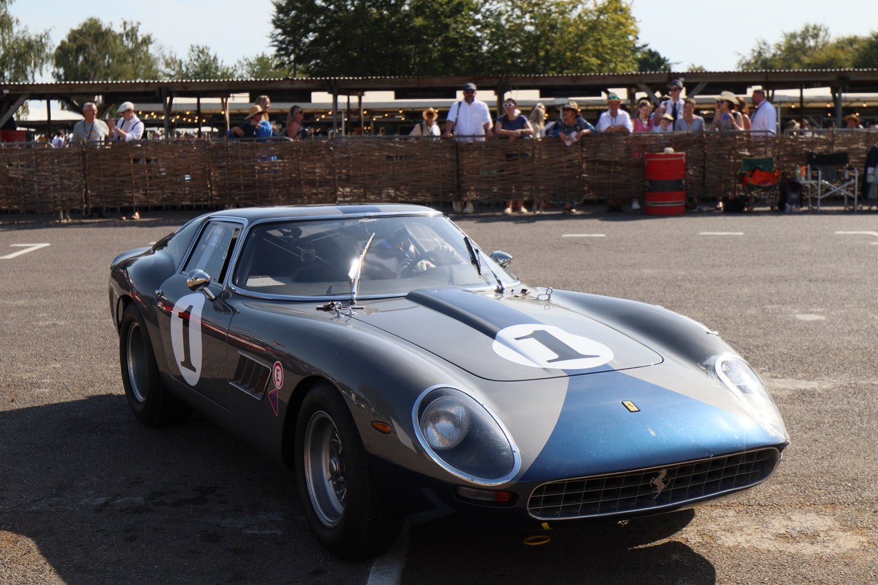 A vintage Ferrari lines up to race at Goodwood