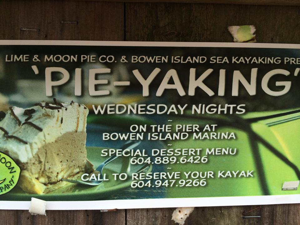 An old flyer for pie-yaking, photo taken by my wife, Christine