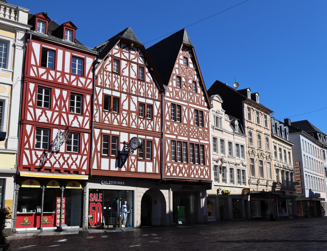 Historical painted buildings in Trier's main square